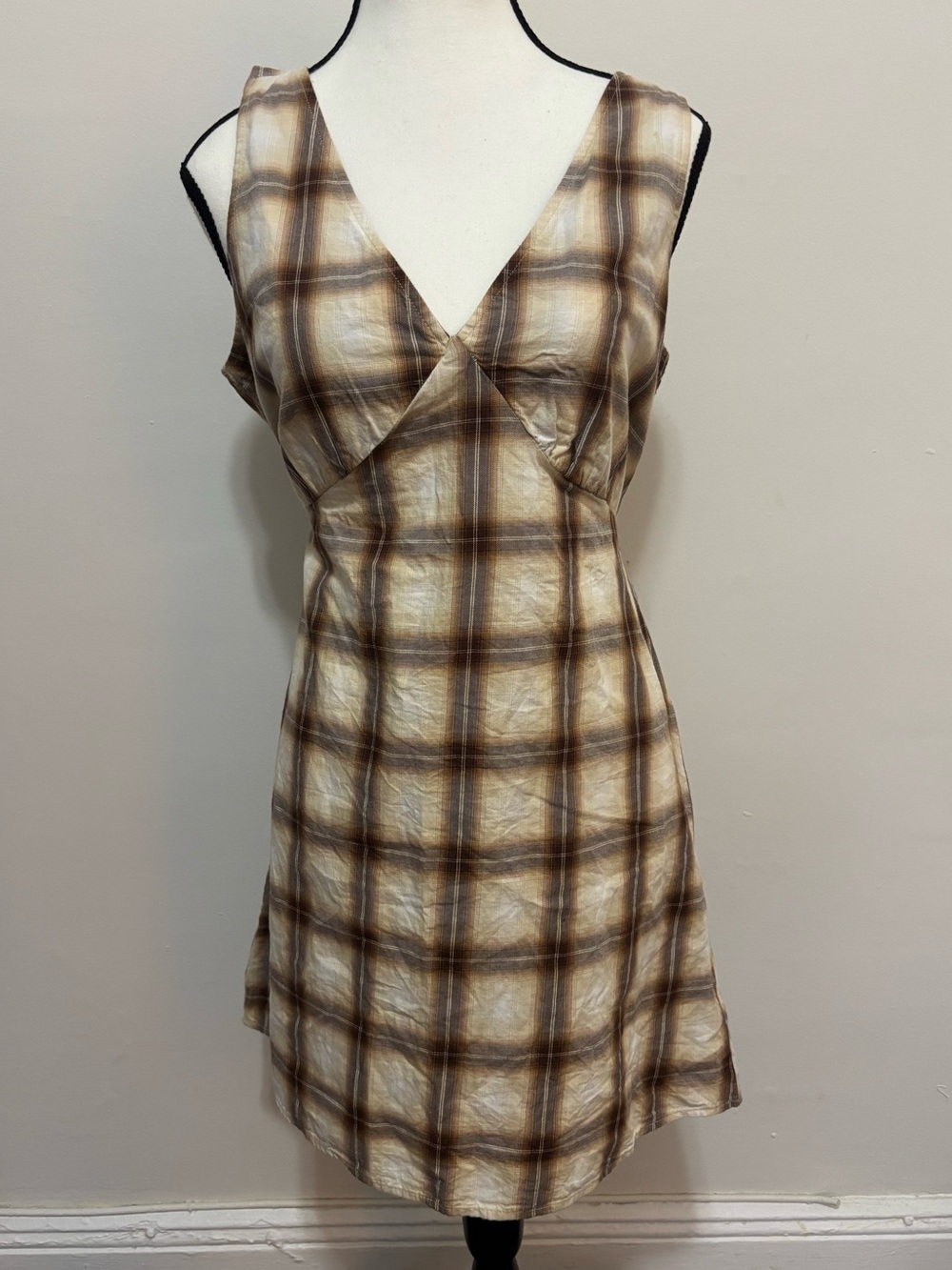 old navy brown plaid mini dress
